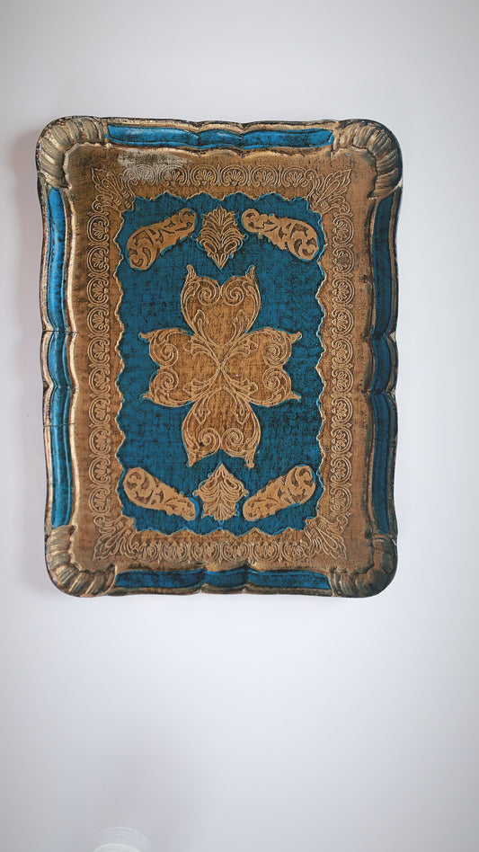 Florentine Tray Blue and Gold