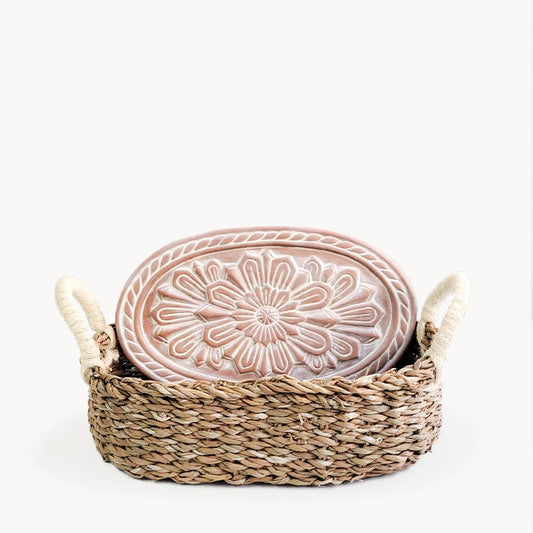 Handmade Bread Warmer & Wicker Basket - Flower