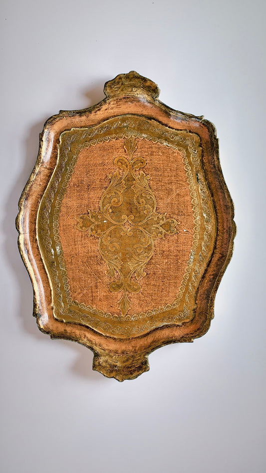 Vintage Florentine Tray in Peach and Gold