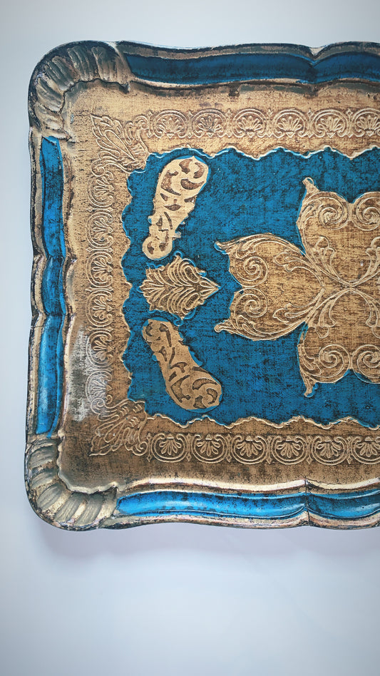 Florentine Tray Blue and Gold