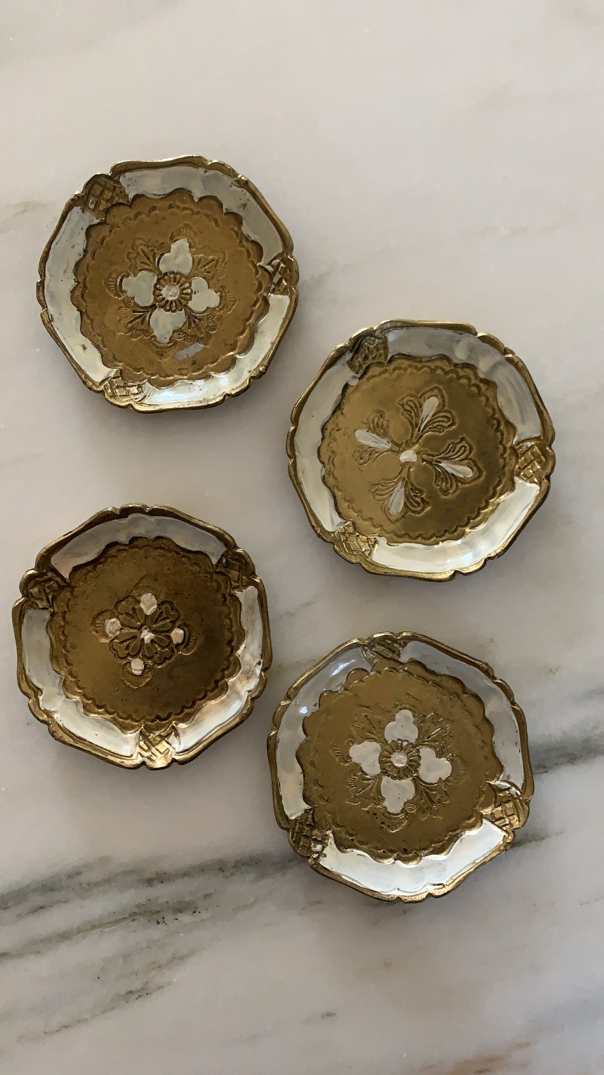 Vintage Florentine Catch All or Coasters in Cream and Gold (set of 4)