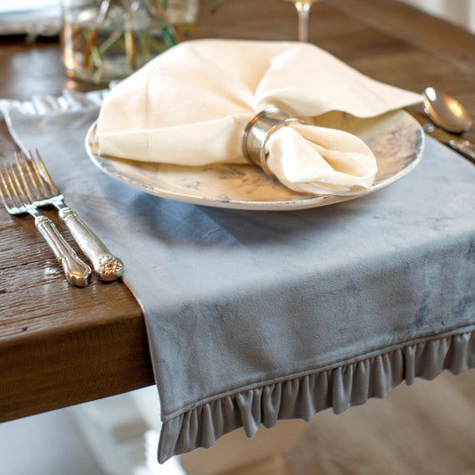 Velvet Rectangle Placemat with Ruffle (Set of 4)
